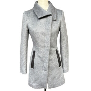 Soia‎ & Kyo Grey Jemma Wool Blend Asymmetrical Side Pocket Car Coat - XS
